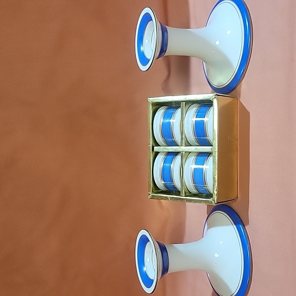 Vtg. candlestick holder & napkin ring set
